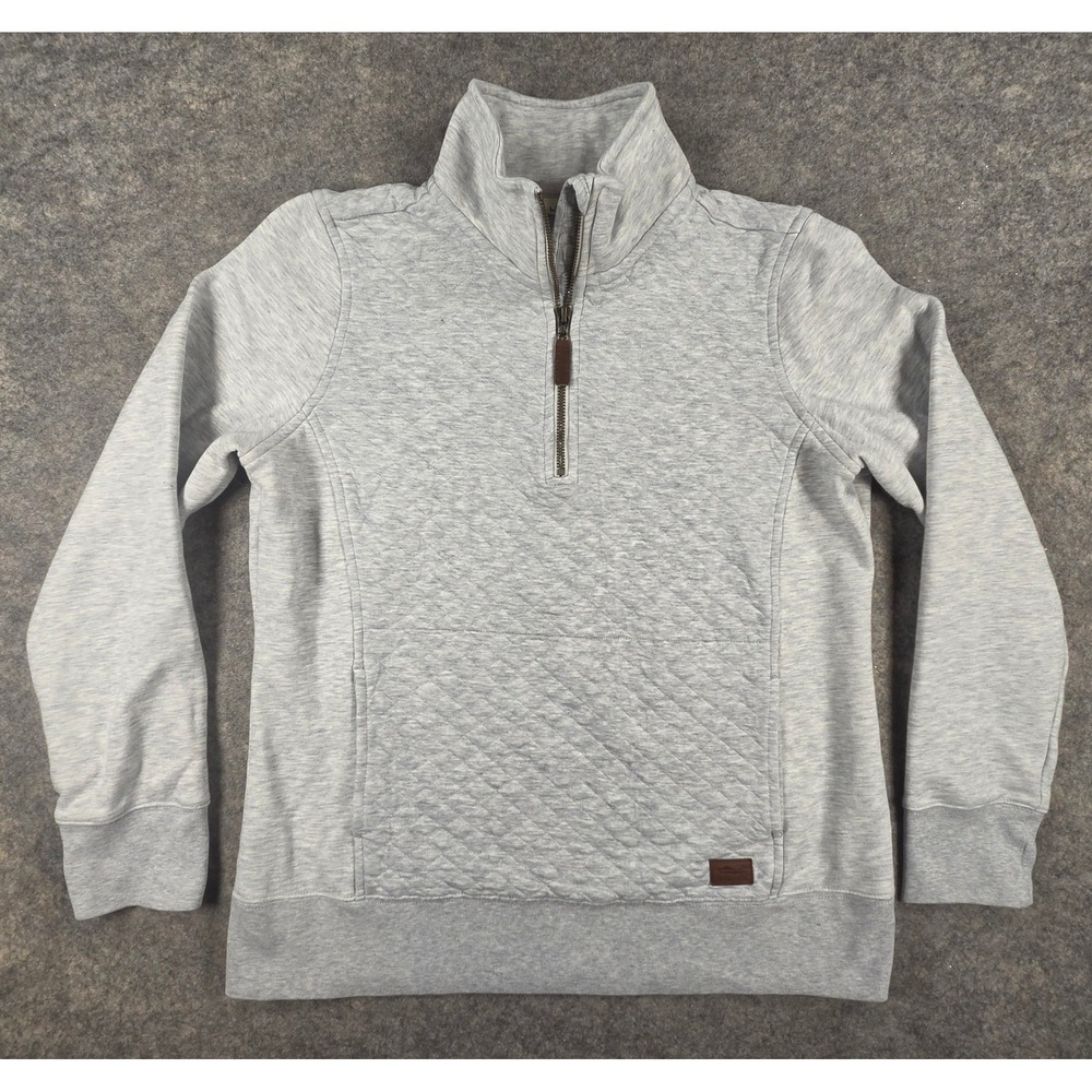 LL Bean Quilted Quarter Zip Pullover Gray Sweatshirt Womens Small Jacket